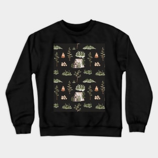 Cabin Forest Seamless Pattern Black Crewneck Sweatshirt